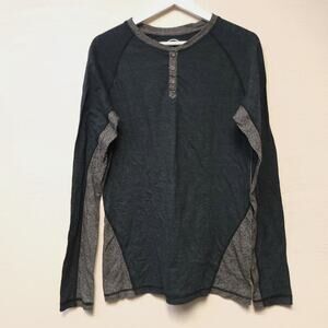 Bke Mens Henley T-Shirt Size Large L Long Sleeve Soft Stretchy Teal Gray​